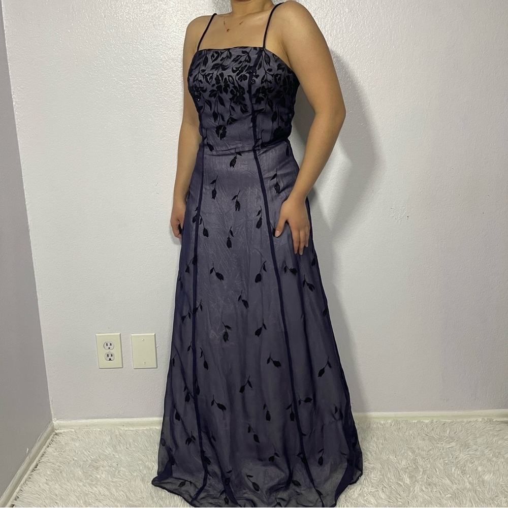 Vintage Blue Glittery Formal Dress